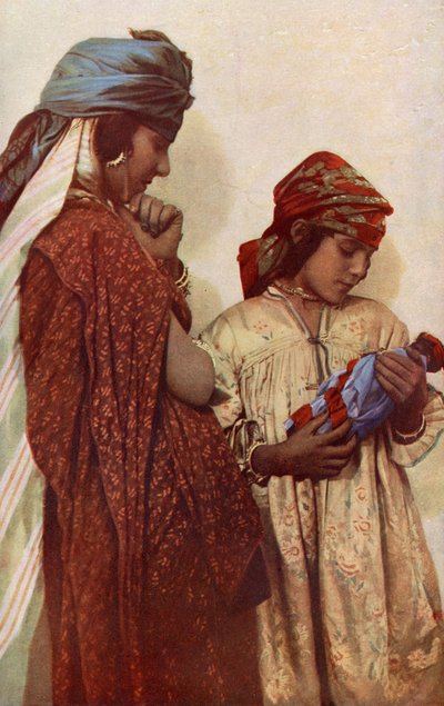 A couple of young Bedouins in typical dresses by Unknown